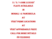 2/3/4 BHK LUXURY FLATS ONWORDS IN MOHALI AND PANCHKULA